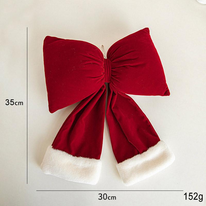 Christmas Bow Decoration Velvet Red Bow Knot Baubles Hanging Ornaments Diy Xmas Trees Pendant For Holiday Home Party Decorations