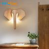 Nordic Wooden Elephant Head LED Wall Lamp Minimalist Ash Wood Animal Wall Sconce Light Bedroom Corridor Loft Decoration Lighting