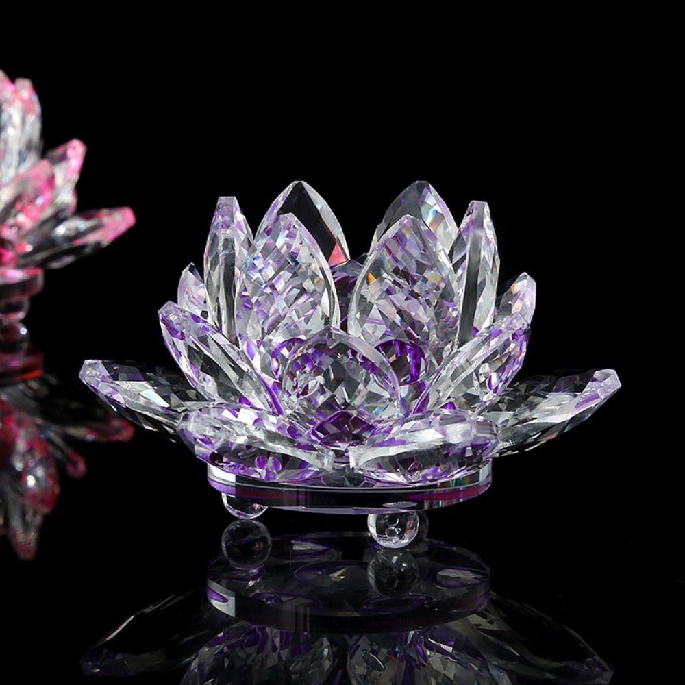 Hue Reflection Crystal Lotus Flower Bicolor 3 Layers Lucky Charm Sun Catcher Ornaments Party Home Decor Figurines