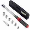 Preset Torque Wrench, Car/Motorcycle Repair Wrench, Tire Change, 9.5mm (3/8") Drive, 20-140Nm, 12/13/14/17mm, 1/4" Adapter Socket, 1/2" Adapter Socket