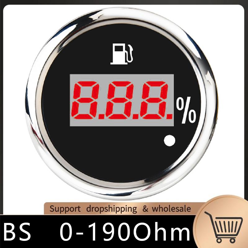 52mm Digital Fuel Level Gauge LCD Waterproof 0~190 ohm Oil Meter For Marine Car Boat Motorcycle Fuel Indicator