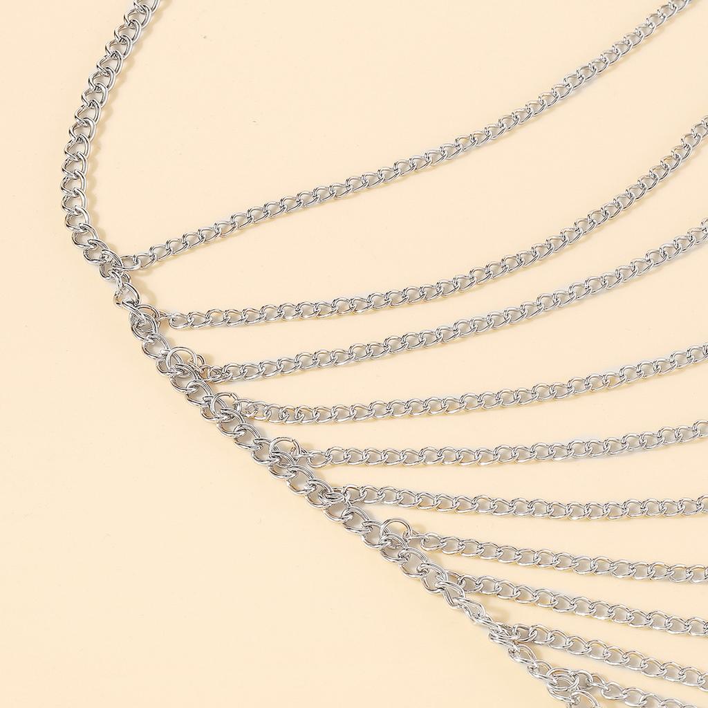 Simple And Fashionable Multi-layer Tassel Chain Chest Chain Sexy Exaggerated Bikini Halter Neck Body Chain For Women