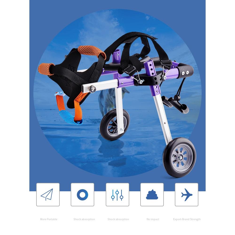 Fashion Purple Disabled Pet Dog Wheelchair, Aluminum Disabled Pet Assisted Walking Car