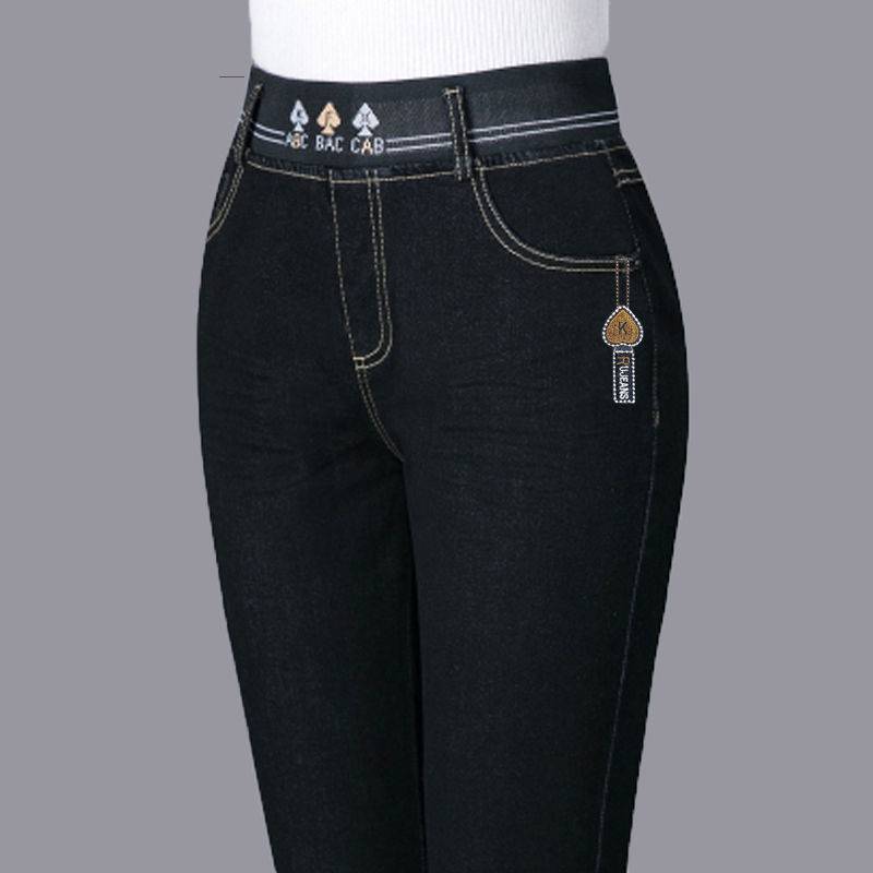 Женские зимние джинсы стрейч с плюшевой подкладкой, с высокой талией, толстые теплые джинсовые брюки, мамины джинсы-карандаш