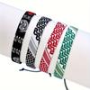 Fashion Crossover Printed Fabric Bracelet Ethnic Style Hand-woven Bracelet Set Simple Hemp Bracelet for Both Men and Women