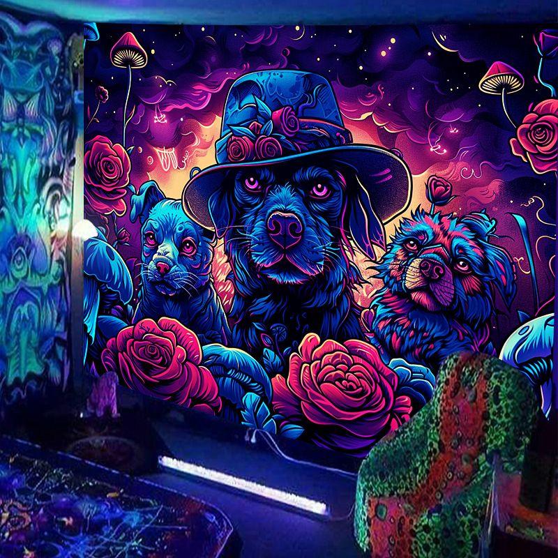 Blacklight Cosmic Animal Tapestry Wall Hanging for Bedroom Gaming Room Party UV Reactive Psychedelic Decor