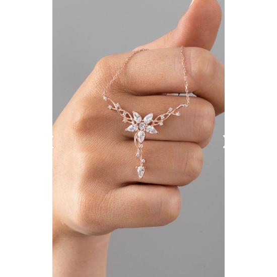 925 Sterling Silver Ivy Daffodil Flower Women's Necklace