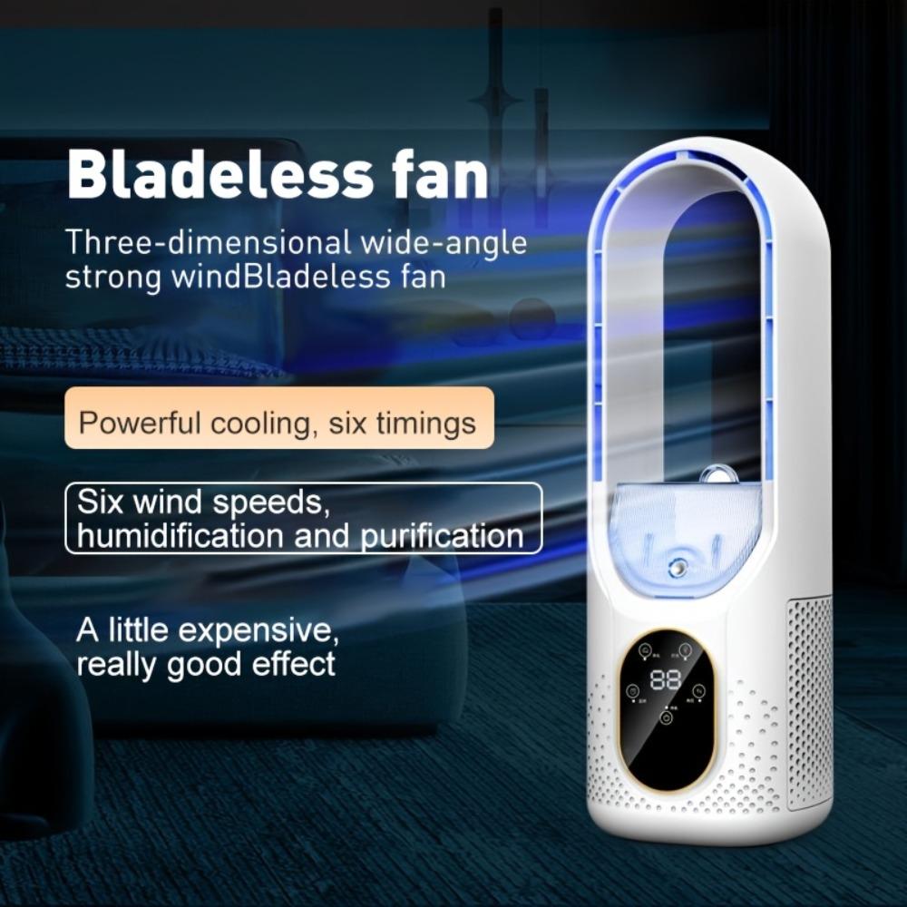 6 Speeds Bladeless Misting Fan Water Mist Atomization Portable Air Conditioner Home Office