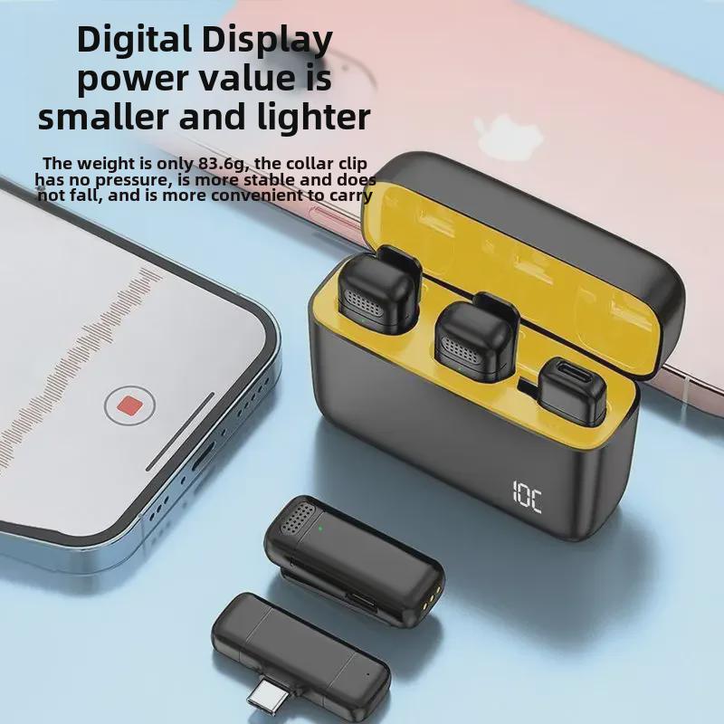 «Беспроводной микрофон K6K5 с шумоподавлением и зарядным чехлом для прямых трансляций с мобильных устройств в формате HD»