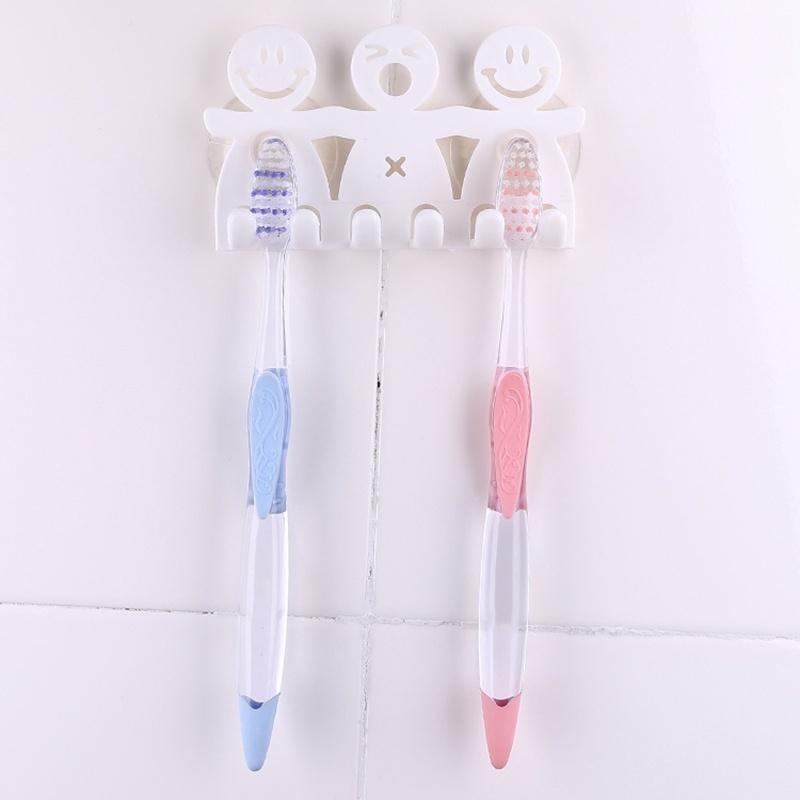 1Pcs Smile Face Bathroom Kitchen Toothbrush Towel Holder Wall Sucker Hook Toothpaste Holders (Colour: White)