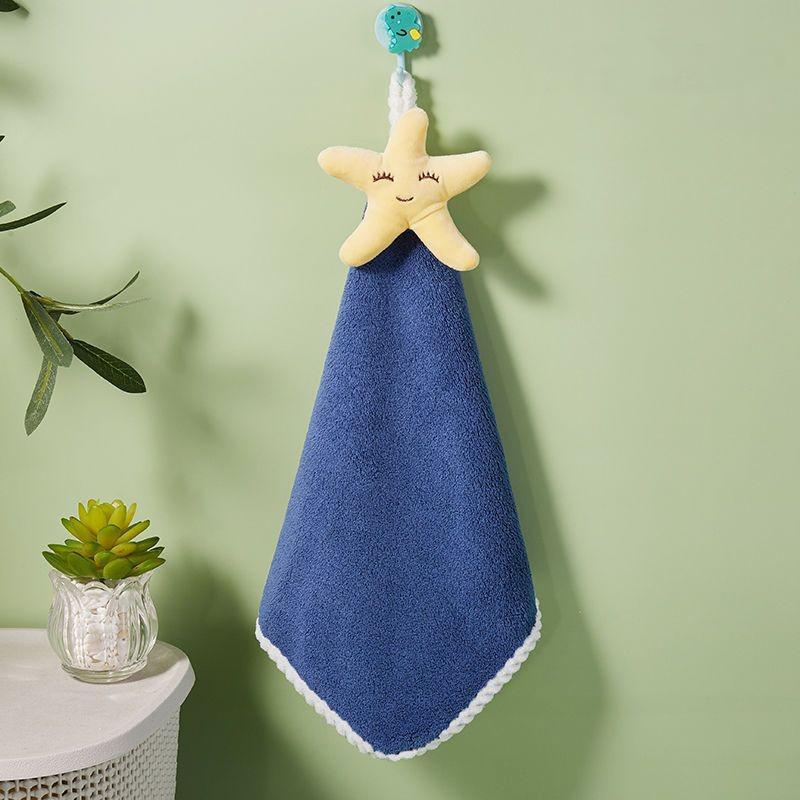 Hand Towel Cute Children'S Hand Towel Dry Handkerchief Absorbent Kitchen Wiper Cloth Coral Fleece Towel With Hanging Loop