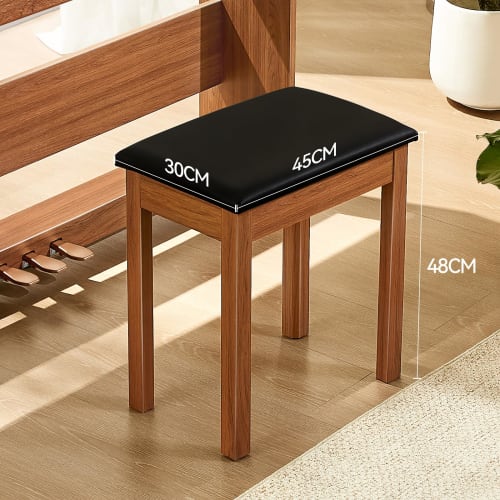 TERENCE Wooden Piano Stool, Cushioned Keyboard Bench for Digital Pianos, Comfortable and Stable, Heavy-Duty Chair for Children, Integrated Non-Slip De