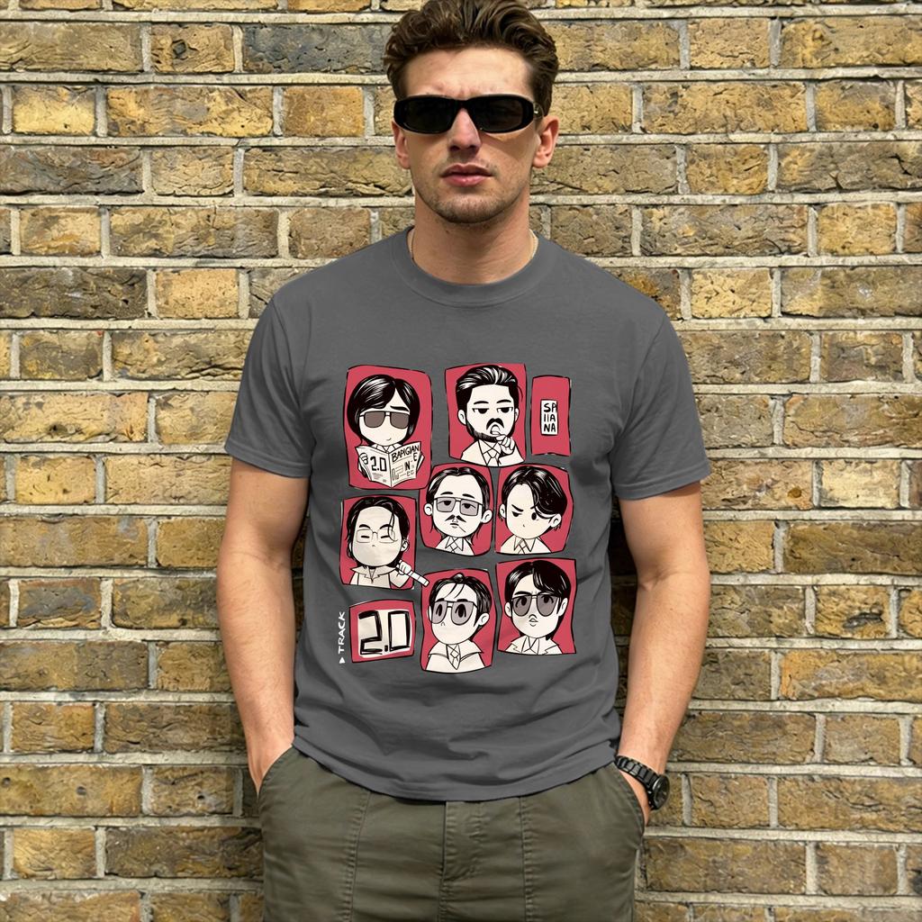 Q Version Characters T Shirts Unisex Cotton Cool TShirts Round Neck Korean Boy Band Tees Short Sleeve Tops New Arrival