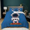 Astronaut Duvet Cover Set King Size Cartoon Astronaut Star Moon Pattern Bedding Set Microfiber Space Theme Full Twin Quilt Cover