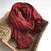 Cotton And Linen Solid Color Burgundy Japanese Scarf, Literary And Artistic Hollow Student Autumn And Winter Shawl, Thick Thermal Scarf