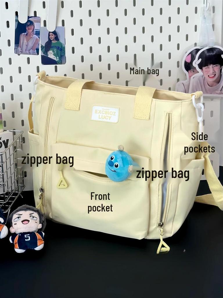 Кремовая сумка-тоут кроссбоди для поездок на работу - Большая вместимость, Универсальная, Сумка на одно плечо для студентов