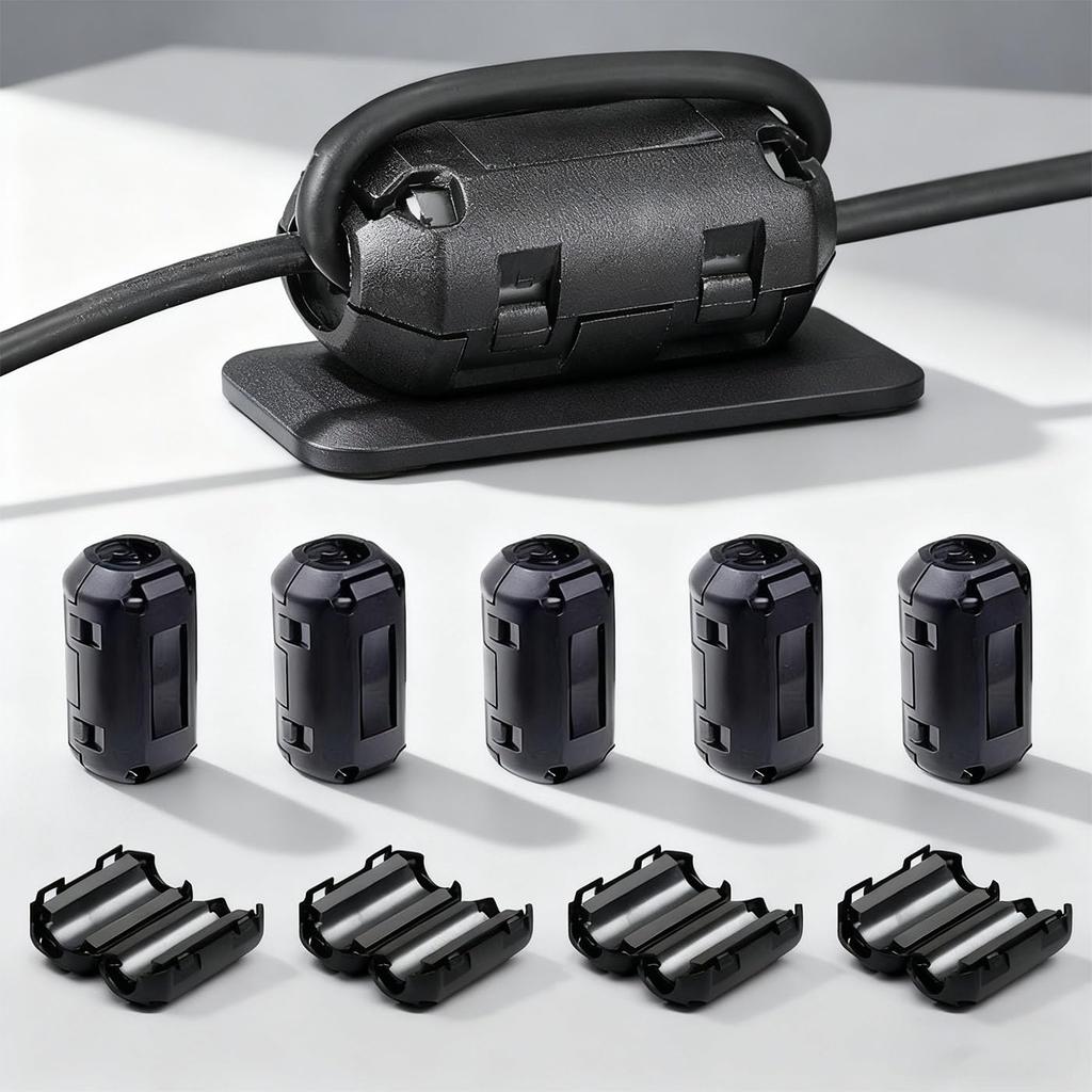 Ферритовый сердечник Внутренний диаметр 0,4 дюйма (9 мм) Черный фильтр высокочастотного шума Шумопоглощение (10 кусочков)