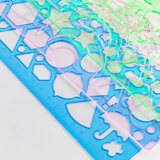 2 шт., прозрачная линейка для геометрического рисунка, многофункциональная, точная и простая в использовании, геометрический треугольник, транспортир, линейка