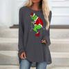Модная женская повседневная футболка больших размеров с длинными рукавами и круглым вырезом с принтом