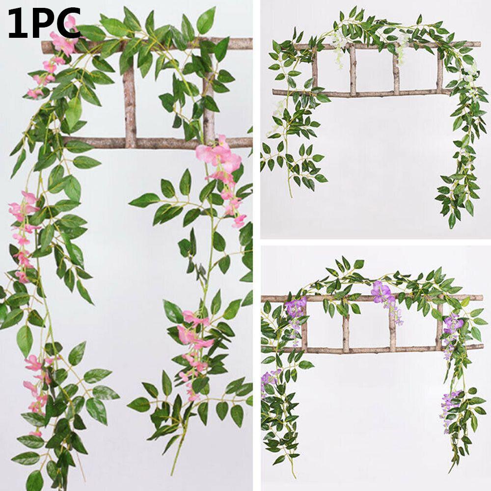 Украшения Зеленые листья Листва Стелющийся цветок Искусственный плющ Виноградная лоза Искусственные цветы Глициния Растение