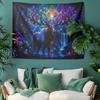 Fantasy Moose Tapestry Mystical Forest Wall Hanging Spirit Animal Magical Woodland Night Decor
