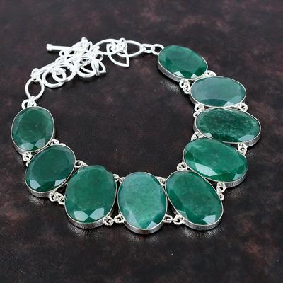 Ожерелье с граненым замбийским изумрудом, ювелирные изделия из драгоценных камней, ожерелье из стерлингового серебра 925 пробы, регулируемая цепочка, ожерелье, подарок для жены, ювелирные изделия ручной работы в стиле бохо