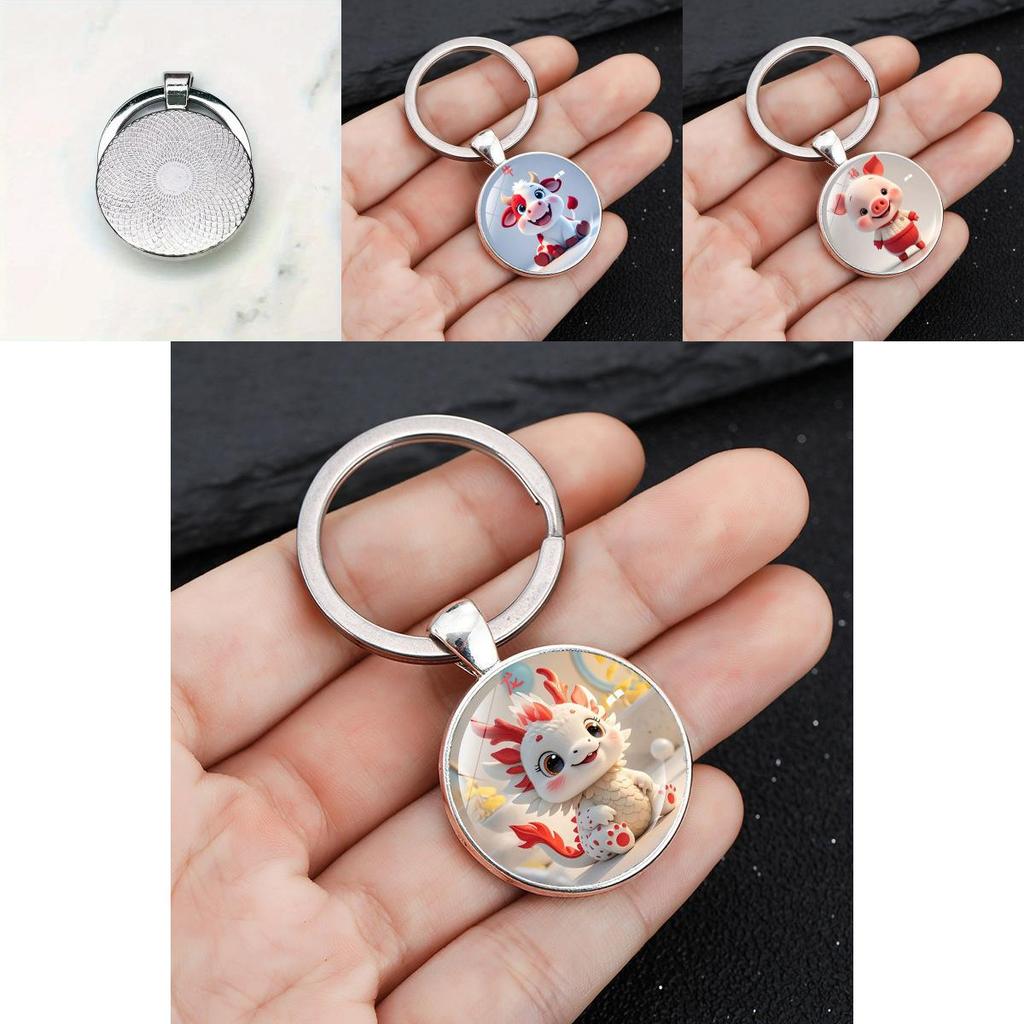 Twelve Zodiac Animal Pendant Keychain With Fun Cartoon Style Zinc Alloy For Festive Gifts