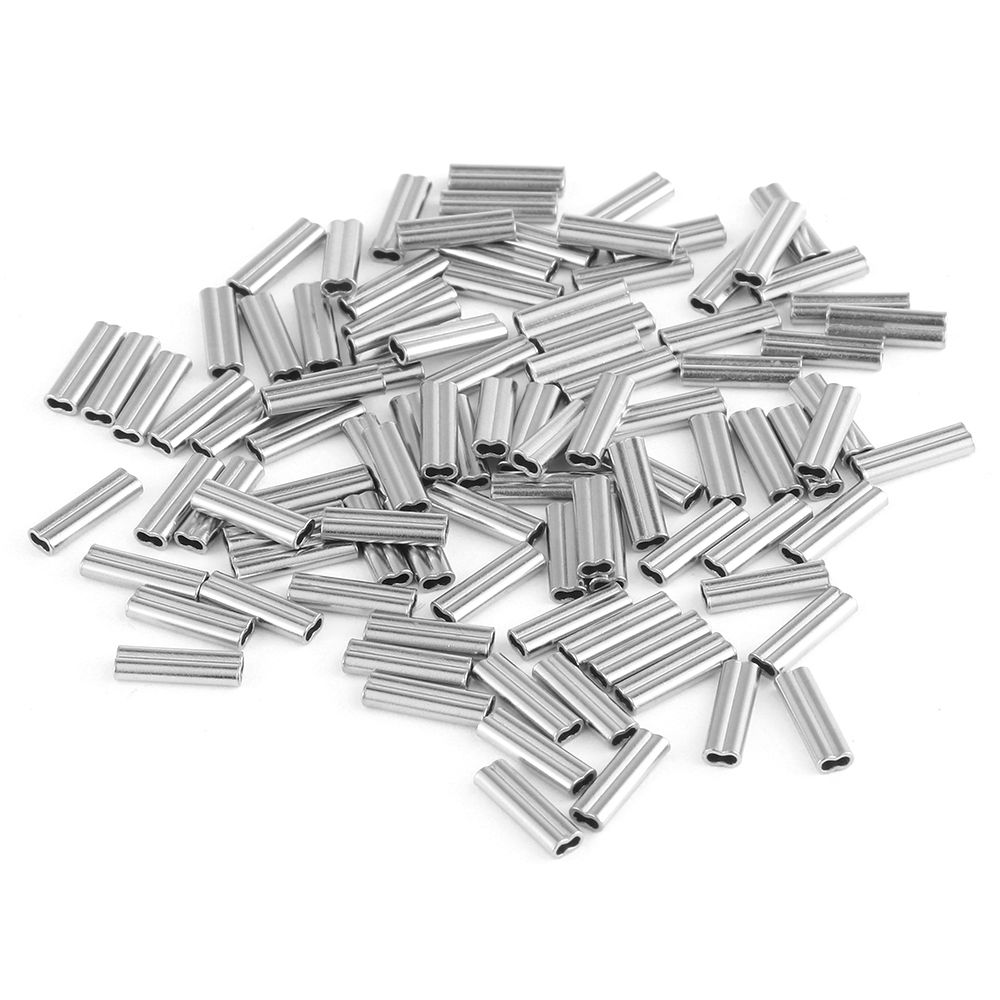 100pcs Pipe Fishing Wire Copper Tube Line Crimping Double Tube Crimping Sleeves Fishing Tackles