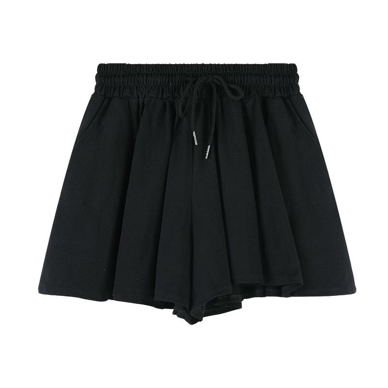 Korean High-Waist Cotton A-Line Shorts for Women - Summer Slim Fit, Loose Sports Wide-Leg Design