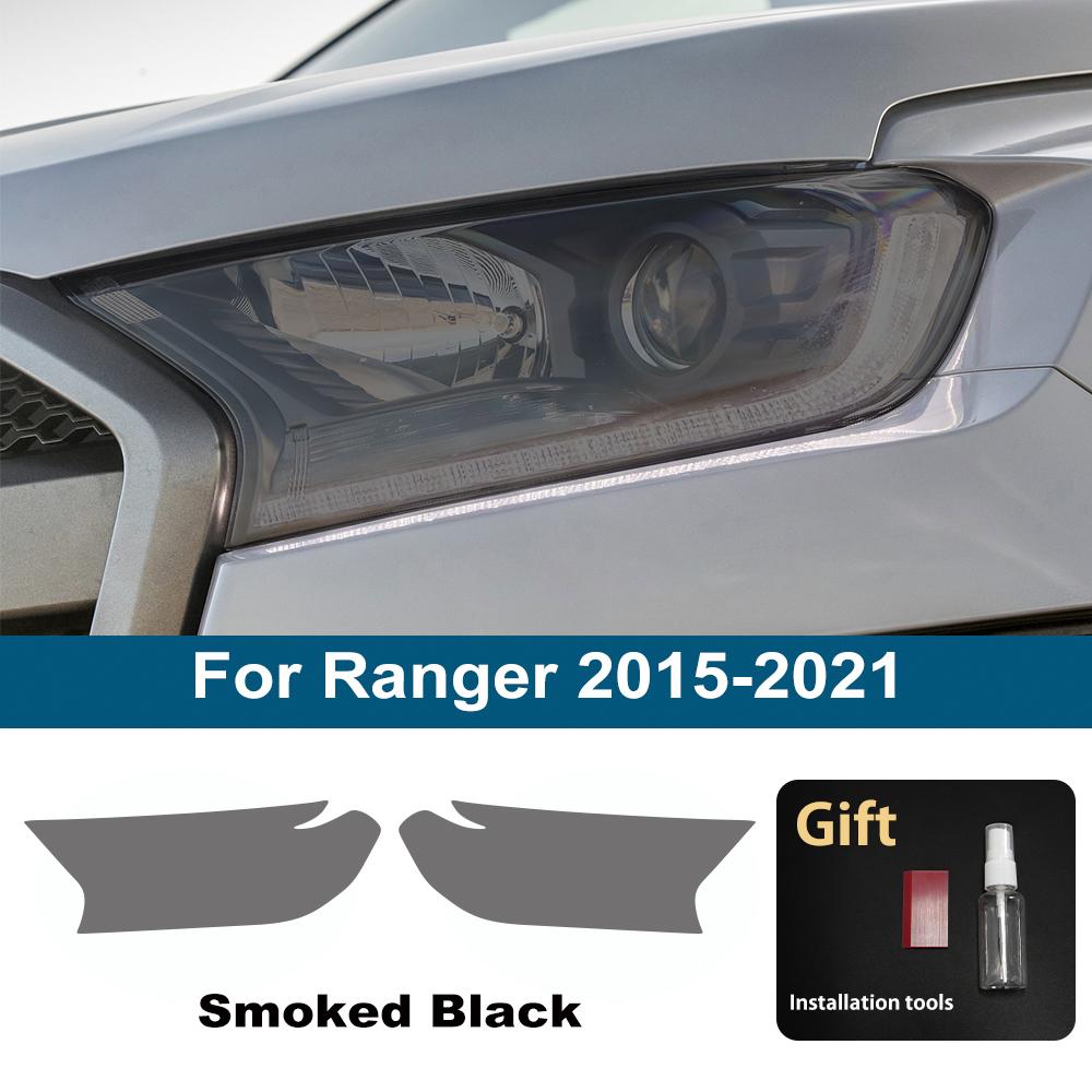 Для Ranger 2015-2026 Автомобильная Защитная Пленка на Фары Дымчато-Черная Предустановленная Антицарапающая Высокоглянцевая Виниловая Пленка Автоаксессуары