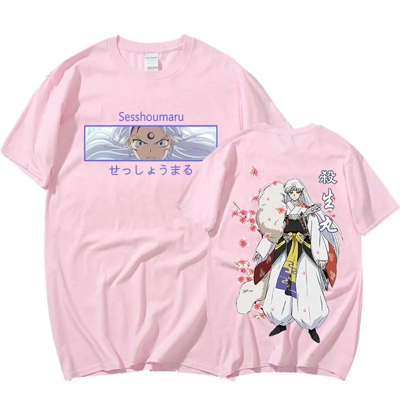 Japanese Anime Demon Inuyasha T-shirtUnisex Casual Cool Short Sleeve Manga T Shirt Sesshoumaru Higurashi Kagome Cartoon Tees