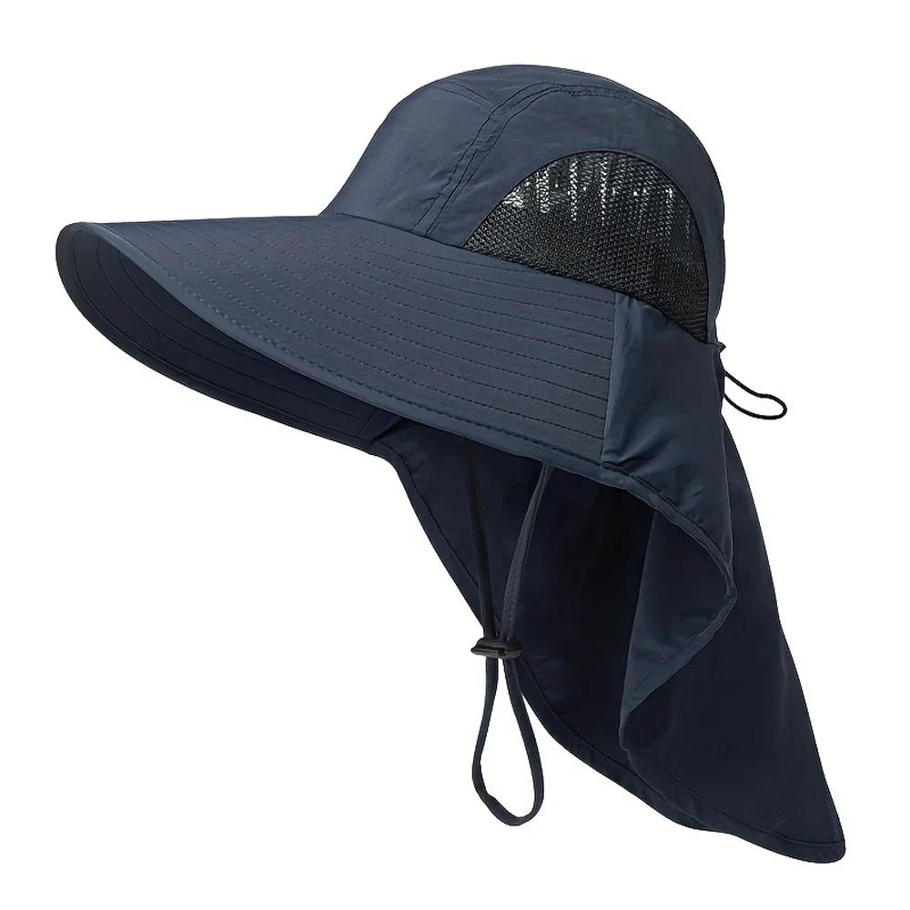 1PC UPF50+ Wide Brim Sun Hat with Neck Flap for Men & Women Outdoor Protection Safari Cap Summer Breathable Hiking Fishing Hats