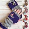 Soft Half Finger Gloves Embroidered Bird Y2k Winter Mittens Knitted Fingerless Gloves  Winder