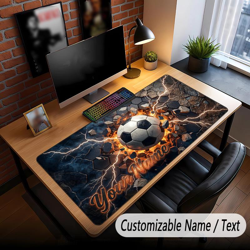 Soccer Theme Custom Mouse Pad Personalized With Name Text Customized Desk Mat For Office Home Decor