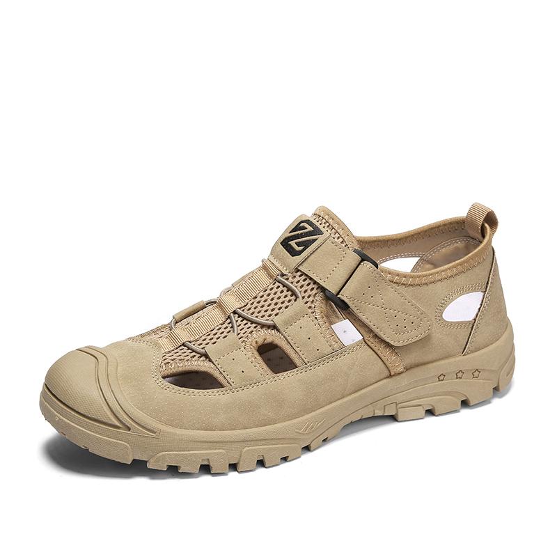 Men's Summer Sandals Loafers Casual Breathable Comfortable Mesh Shoes Vintage Leather Flats Outdoor Beach Shoes Men Shoes