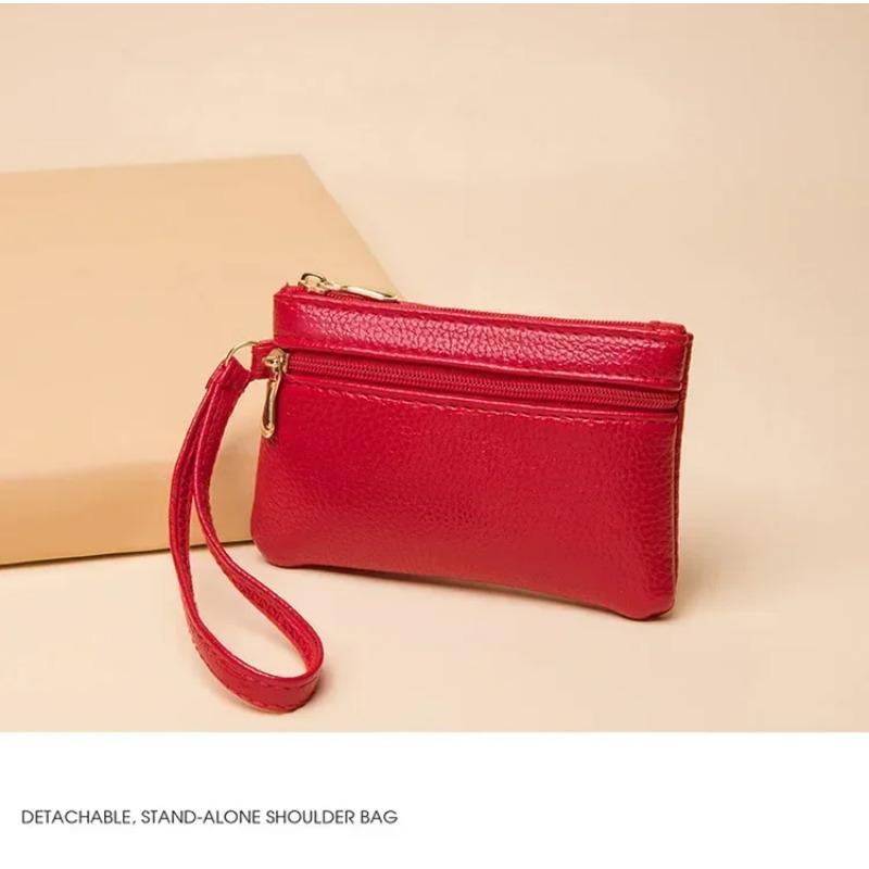 Кошелек для монет с двойной молнией и большой емкостью, женский кошелек для монет, кредитных карт, держатель для удостоверений личности, карманы, кошелек для хранения наушников на молнии