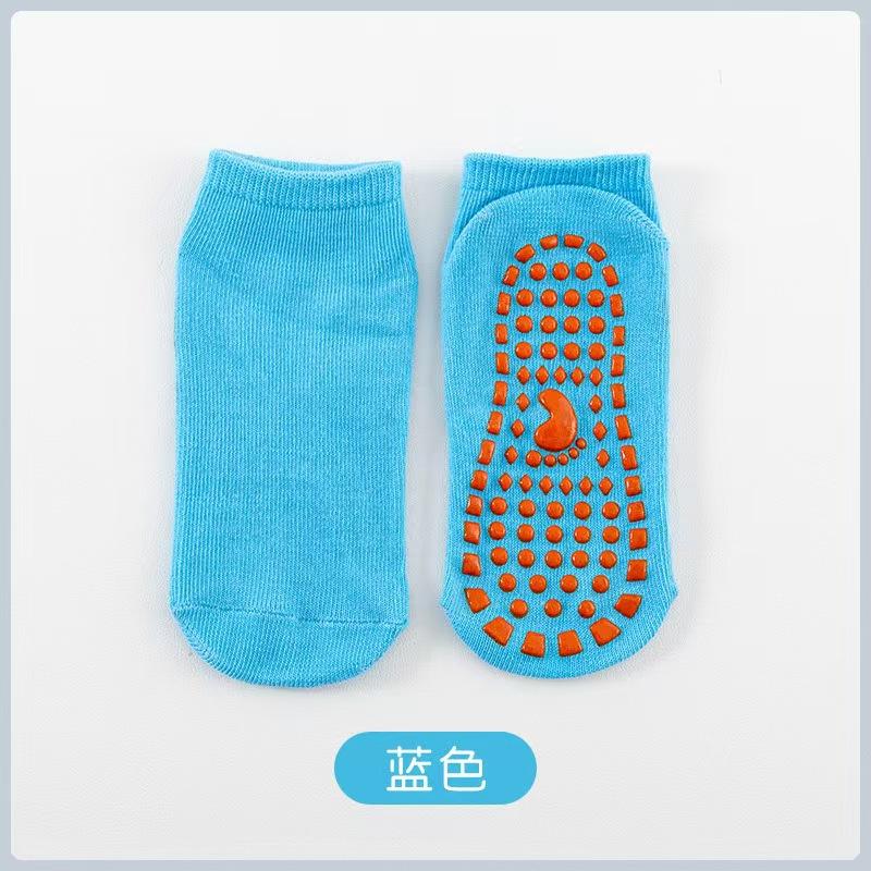 Socks with Dots for Kids and Adults, Yoga Floor Socks, Blue, M (4-8 Years)