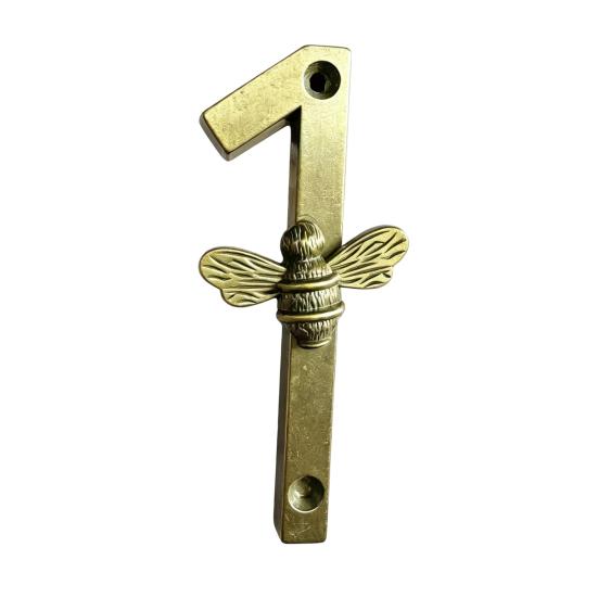 Bee House Number for Outside, Weather-proof Alloy Floating Address Numbers, Metal Number Sign for Door, Mailbox, Wall, Yard