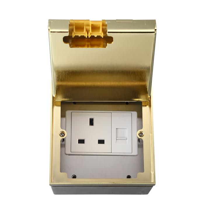 Gold Stainless Steel Three-Hole Southeast Asian Floor Power Socket