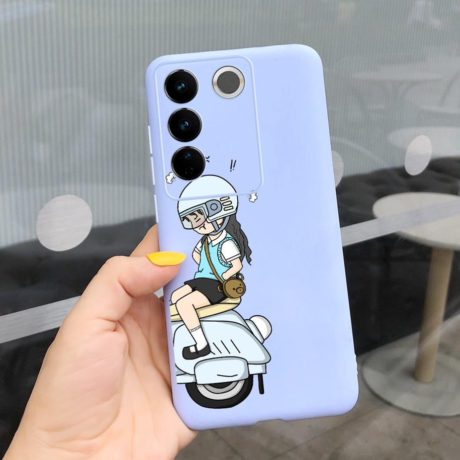 Чехол для Vivo V27 Pro Задняя крышка для Vivo V27e Модный чехол-фунда конфетного цвета с рисунком для Vivo V27 5G V 27e V27Pro V2237 V2230 Мягкий чехол