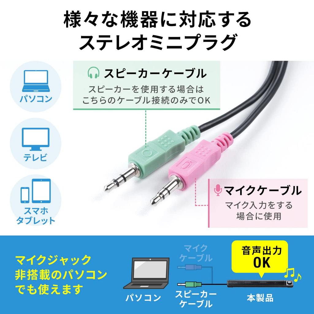 Sanwa Direct PC Speaker Sound Bar Dial Type USB Power Supply Connection 6 Вт Высота 5 см Тонкий Громкость/Мощность 3,5 мм 400-SP099