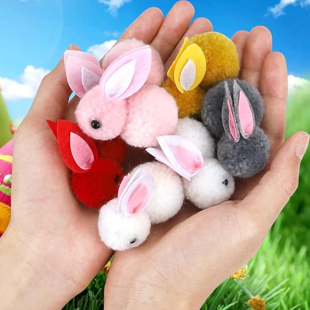 24 Pack Easter Eggs Fillers with Easter Bunny Plush, Easter Basket Stuffers for Kids Easter Bunny Mini Stuffed Animal for Easter Eggs Hunts
