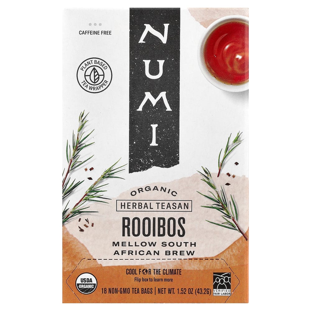 IHerb Чай Нуми Органический Ройбуш Травяной Чай, Без Кофеина, 18 Пакетиков, 43,2 г (1,52 унции)