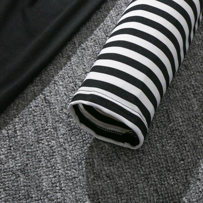 Унисекс модная полосатая мужская/женская футболка baju lelaki с длинным рукавом и круглым вырезом, поддельные две футболки, 2 цвета, однотонная, черная и белая