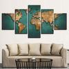 World Map On Green Background Poster 5pcs  Modern Home Wall Decor Canvas Picture Art HD Print Painting On Canvas for Living Room