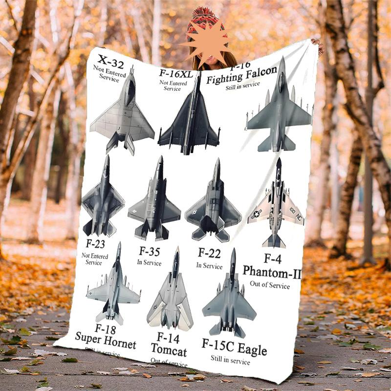 Aircraft Flannel Blanket Soft Warm All-Season Throw, Design for Camping, Car Travel, Hiking Sofa, Bed, Office Perfect Gift for Parties