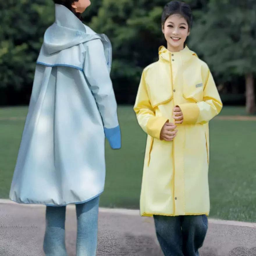 Solid Color Children's Raincoat for Boys and Girls, Kindergarten Kids, Anti-Storm Reflective Rain Poncho, Classic Windbreaker Style with Backpack