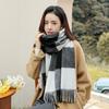 Black and White Plaid Pure Wool Scarf Men's and Women's Classic Checkerboard Winter Warm Cashmere Shawl Dual-purpose