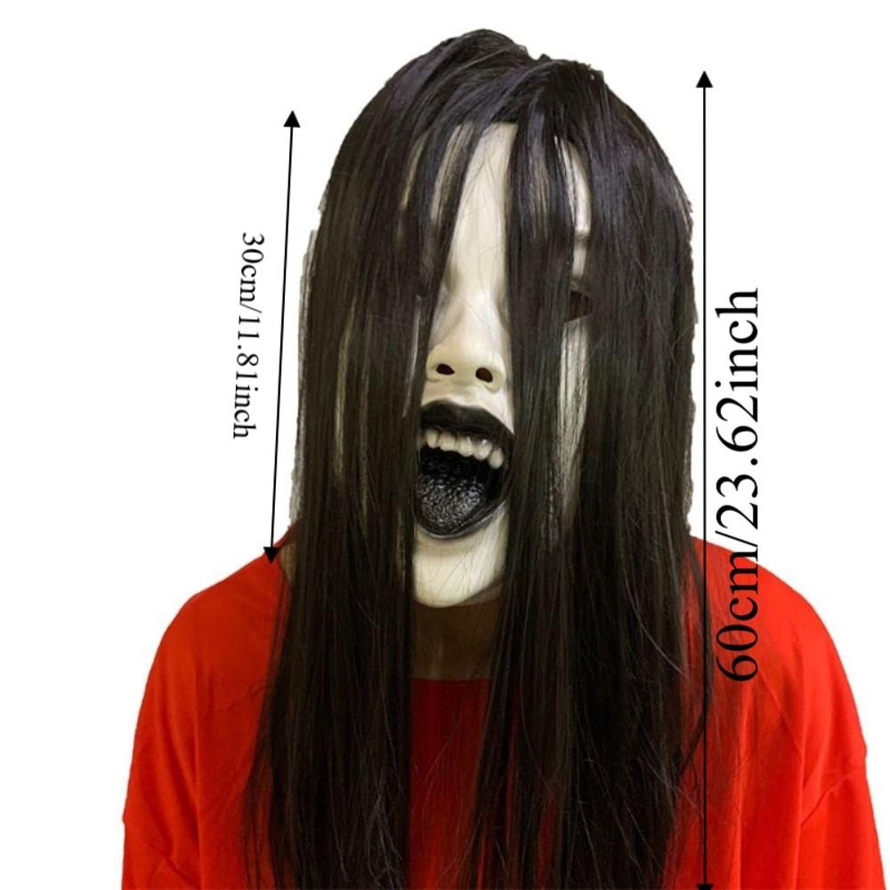 Latex Mask Halloween Decoration Long Hair Party Cosplay Costume Creepier Headgear Ghost House