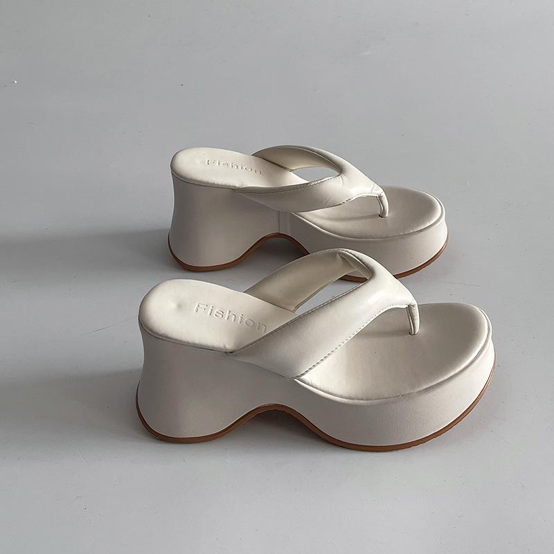 Простые и милые вьетнамки с розовым толстым дном из корня лотоса для женщин, весна-лето, новые, с круглым носком, с кексовой подошвой, классные тапочки